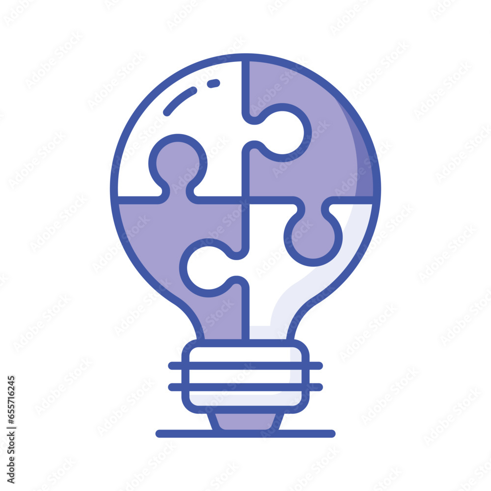 A jigsaw light bulb showing concept icon of problem solution in trendy style A jigsaw light bulb showing concept icon of problem solution in trendy style