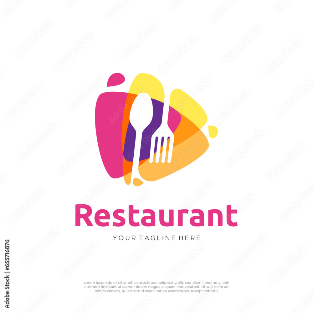 Colorful restaurant healthy food logo design inspiration Colorful restaurant healthy food logo design inspiration
