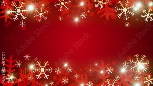 Elegant red Christmas background with looped animated lights and snowflakes design and copy space