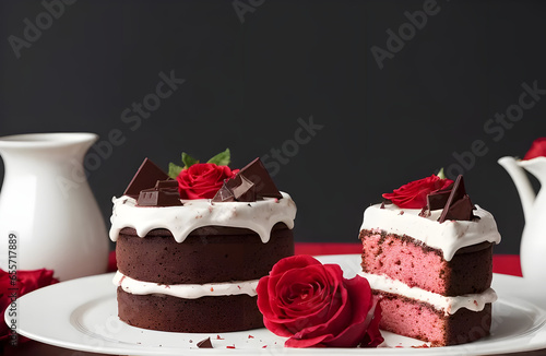 Chocolate cake with Rose ornaments