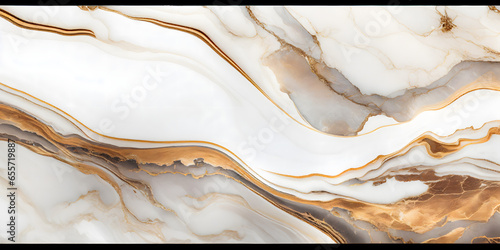 Marbled background banner panorama - High resolution white brown beige Carrara marble stone texture. Generative Ai. photo
