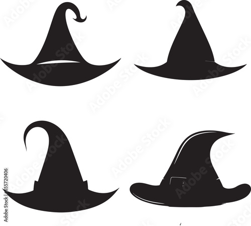 Halloween vector set of witch hats 