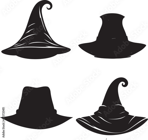 Halloween vector set of witch hats 
