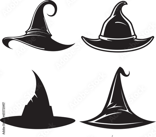 Halloween vector set of witch hats 