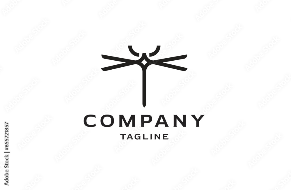 dragonfly logo icon design template flat vector
