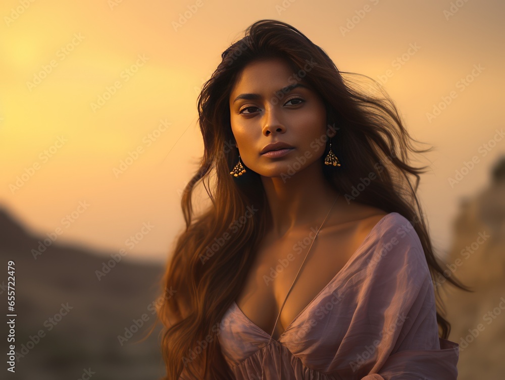 Transformation of Beauty with Captivating Indian Model Transitioning from Dawn to Dusk in Picturesque Countryside Transformation of Beauty with Captivating Indian Model Transitioning from Dawn to Dusk in Picturesque Countryside