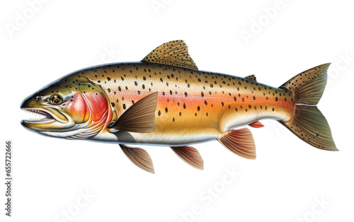 Brown Trout Fish Isolated on White Transparent Background.