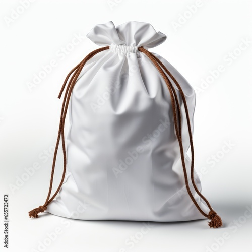 Full View Drawstring Bagon A Completely, Isolated On White Background, For Design And Printing
