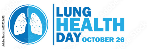 Lung Health Day banner or poster template with lungs icon. October 26.  Vector illustration.