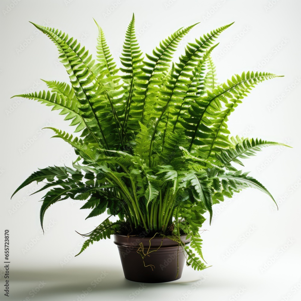 Full View Fern Polypodiaceae Familyon A Completely , Isolated On White Background, For Design And Printing Full View Fern Polypodiaceae Familyon A Completely , Isolated On White Background, For Design And Printing