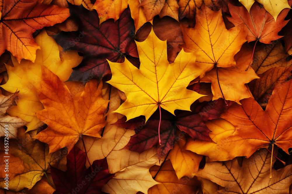 Fototapeta premium Autumn leaves lying on the floor