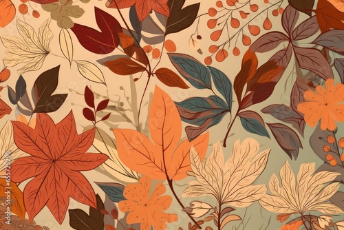 Autumn background with red tree leaves. Generative AI