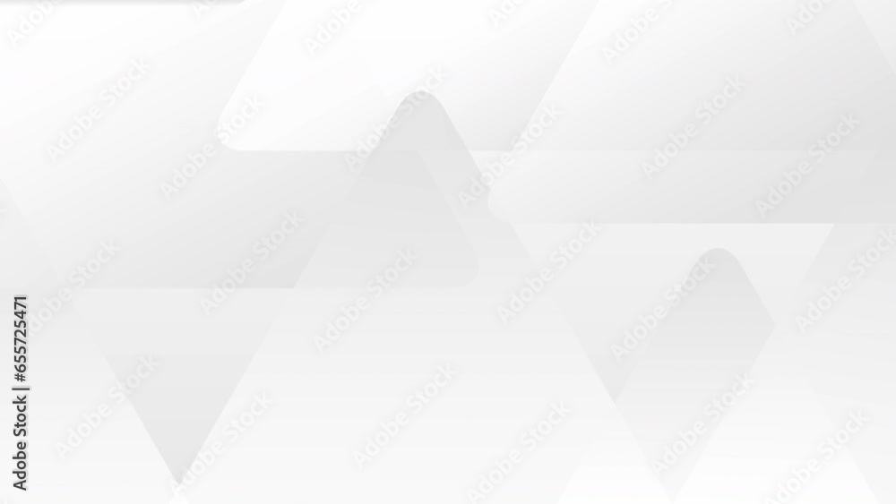Minimalist white grey abstract motion background with subtle gradient triangle shapes. Seamless loop