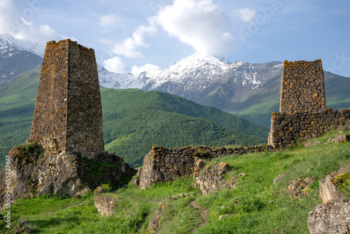 Ancient defensive towers. Tsmiti, North Ossetia-Alania. Russia photo