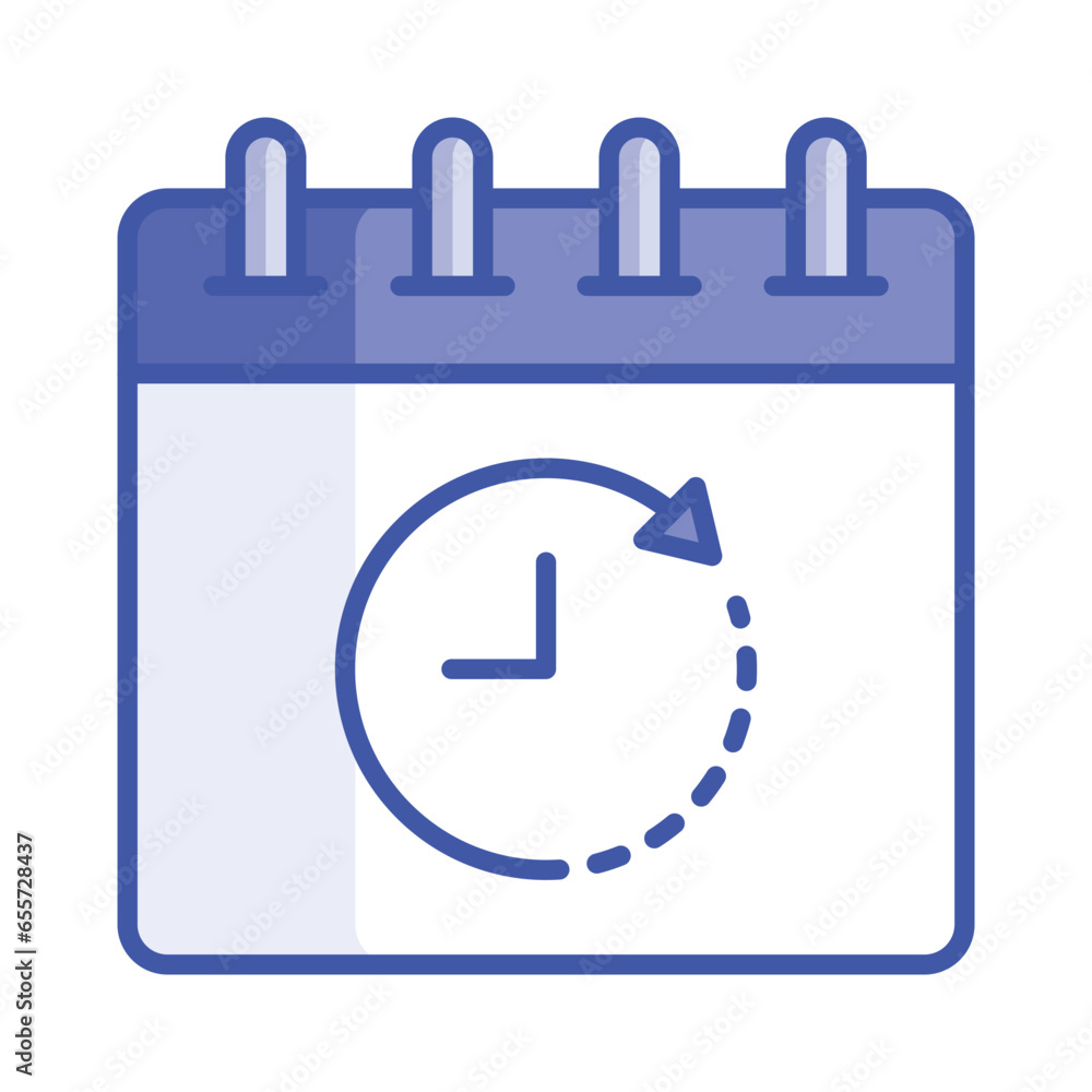 Clock with calendar, concept vector of deadline in modern style Clock with calendar, concept vector of deadline in modern style