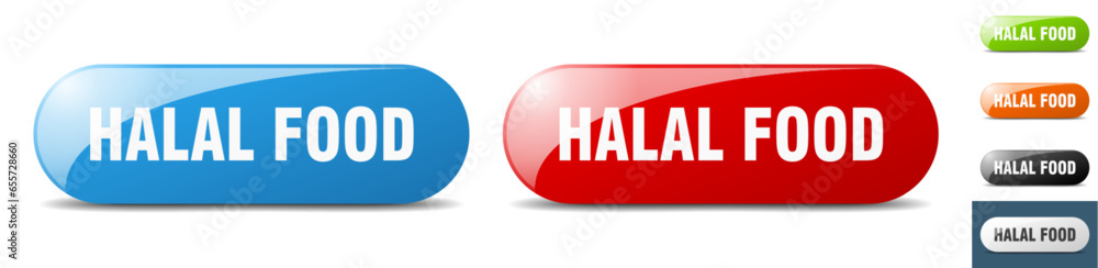 halal food button. key. sign. push button set halal food button. key. sign. push button set