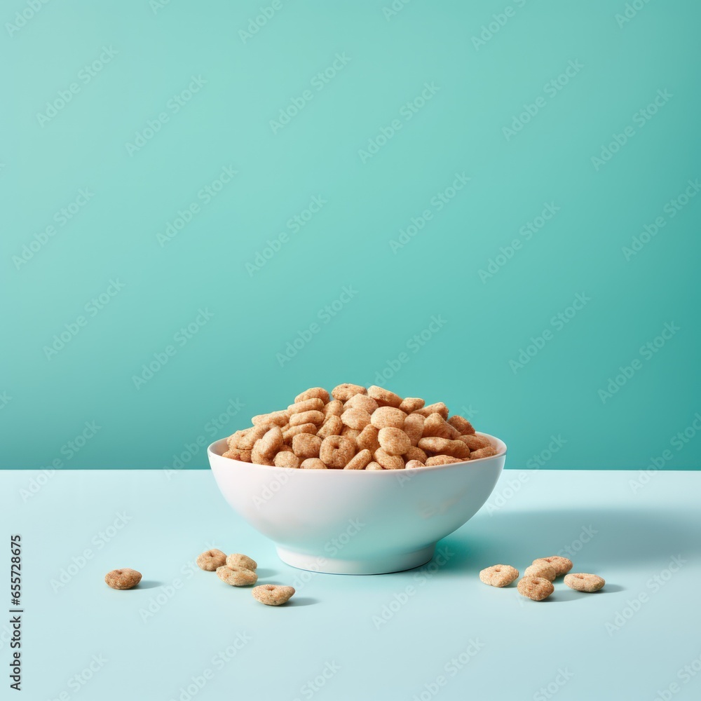 Plain Background Cereal Showcase with Copy Space and Studio Lighting Plain Background Cereal Showcase with Copy Space and Studio Lighting