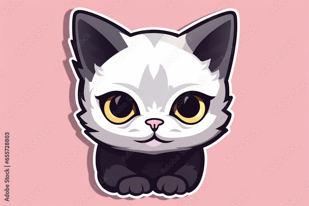 vector sticker design, a cat