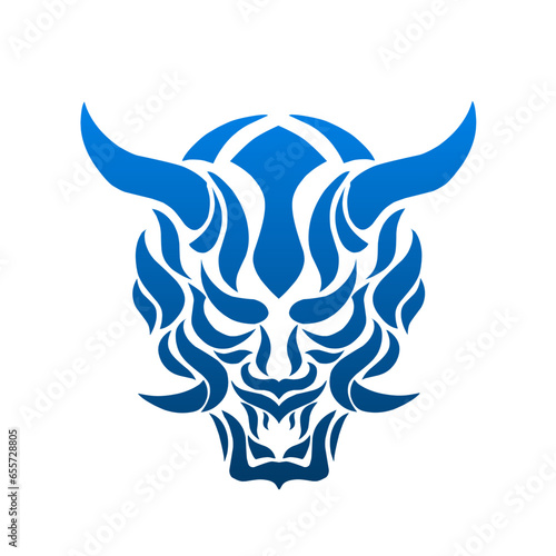 graphic vector illustration of tribal art blue devil face tattoo
