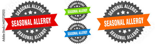 seasonal allergy sign. round ribbon label set. Seal