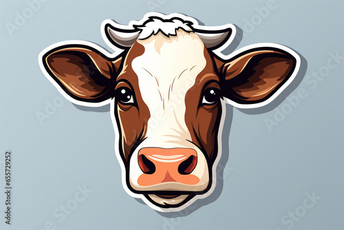 vector sticker design, a cow