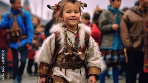 Child Smiling at Kukeri Bulgaria Festival
