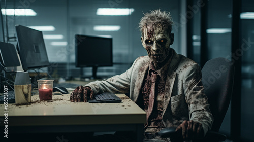 Surreal Office Scene: When Zombies Go to Work, Generative AI © Adolfo Perez Design