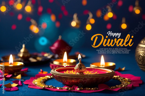 Happy diwali indian festival background with candles diwali day happy diwali day