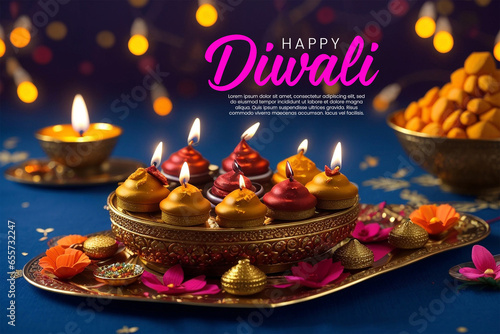 Happy diwali indian festival background with candles diwali day happy diwali day