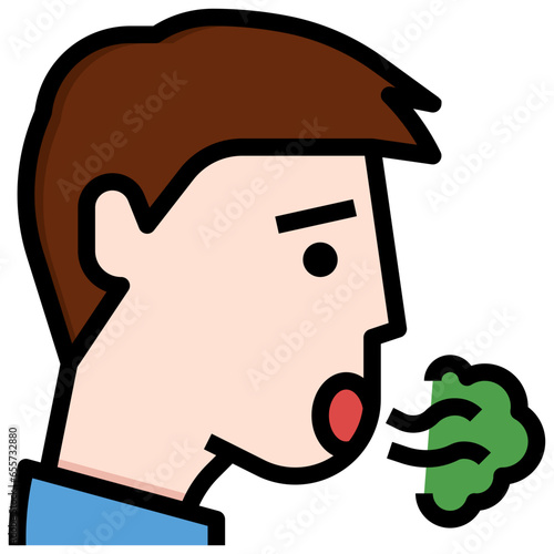 bad breath filled outline icon,linear,outline,graphic,illustration