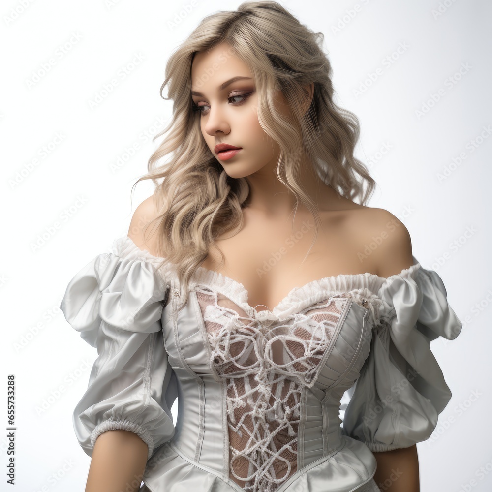 Full View Off-The-Shoulder Topon A Completely , Isolated On White Background, For Design And Printing Full View Off-The-Shoulder Topon A Completely , Isolated On White Background, For Design And Printing