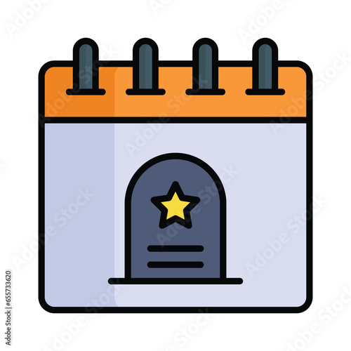 Tombstone on calendar, concept icon of bereavement reminder