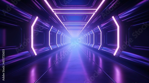 futuristic 3 d tunnel.cyberpunk tunnel.modern corridor tunnel.deserted tunnel,neon light.