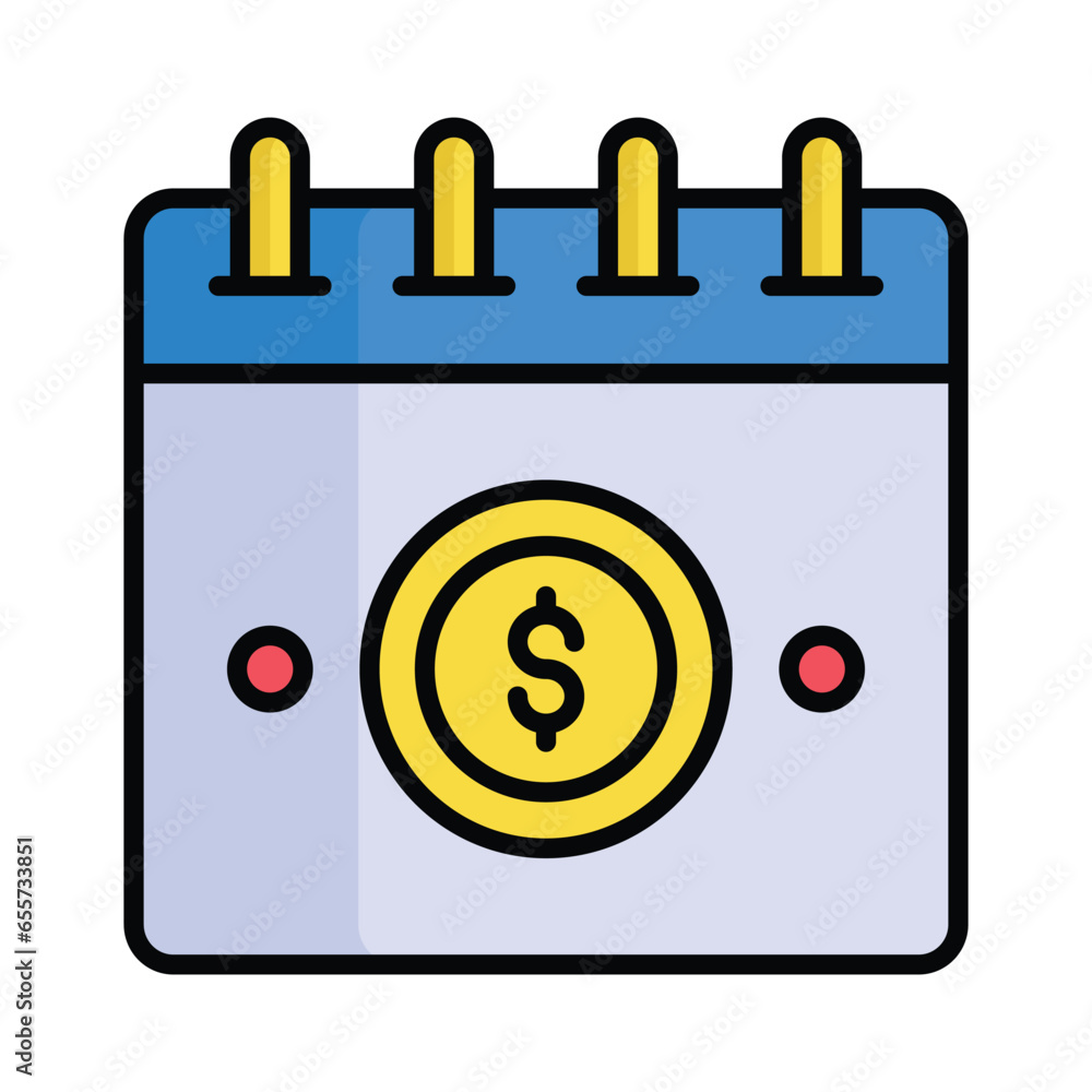 Dollar coin on calendar, modern vector of payment date Dollar coin on calendar, modern vector of payment date