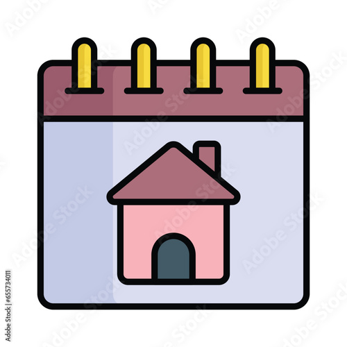 Calendar with house symbol ready for premium use vector