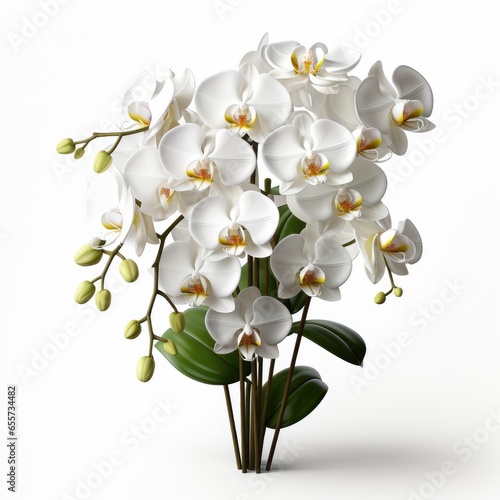 Full View Orchid Poton A Completely   Isolated On White Background  For Design And Printing