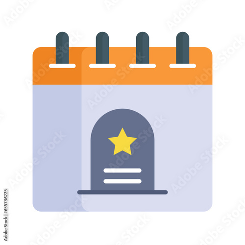 Tombstone on calendar, concept icon of bereavement reminder