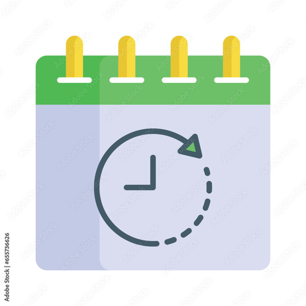 Clock with calendar, concept vector of deadline in modern style Clock with calendar, concept vector of deadline in modern style