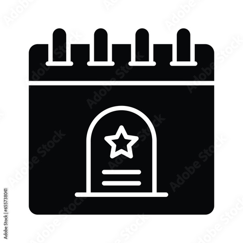 Tombstone on calendar, concept icon of bereavement reminder