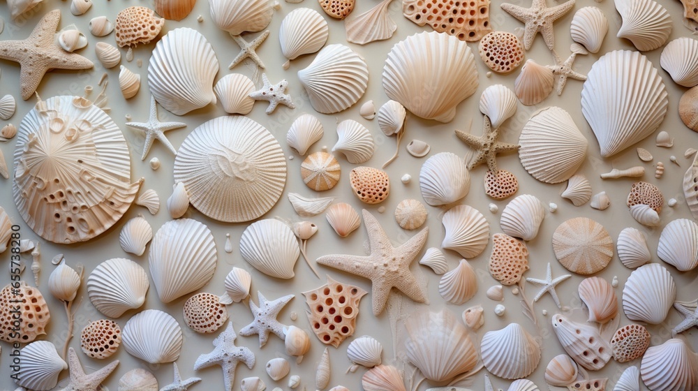 Artistic Creations Crafted from Shells Adorning the Wall