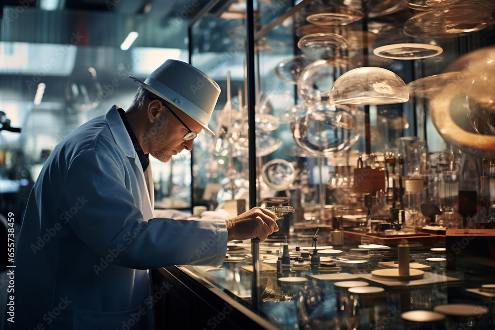 Inquisitive Scientist Delving into the Microcosm: Captivating Photo of Microscope Exploration in a Cutting-Edge Research Lab Inquisitive Scientist Delving into the Microcosm: Captivating Photo of Microscope Exploration in a Cutting-Edge Research Lab