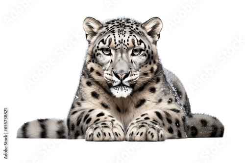 Snow Leopard on White Background Generative AI