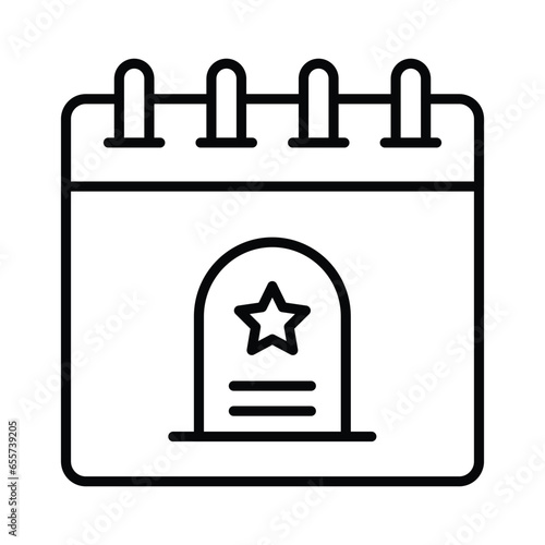 Tombstone on calendar, concept icon of bereavement reminder