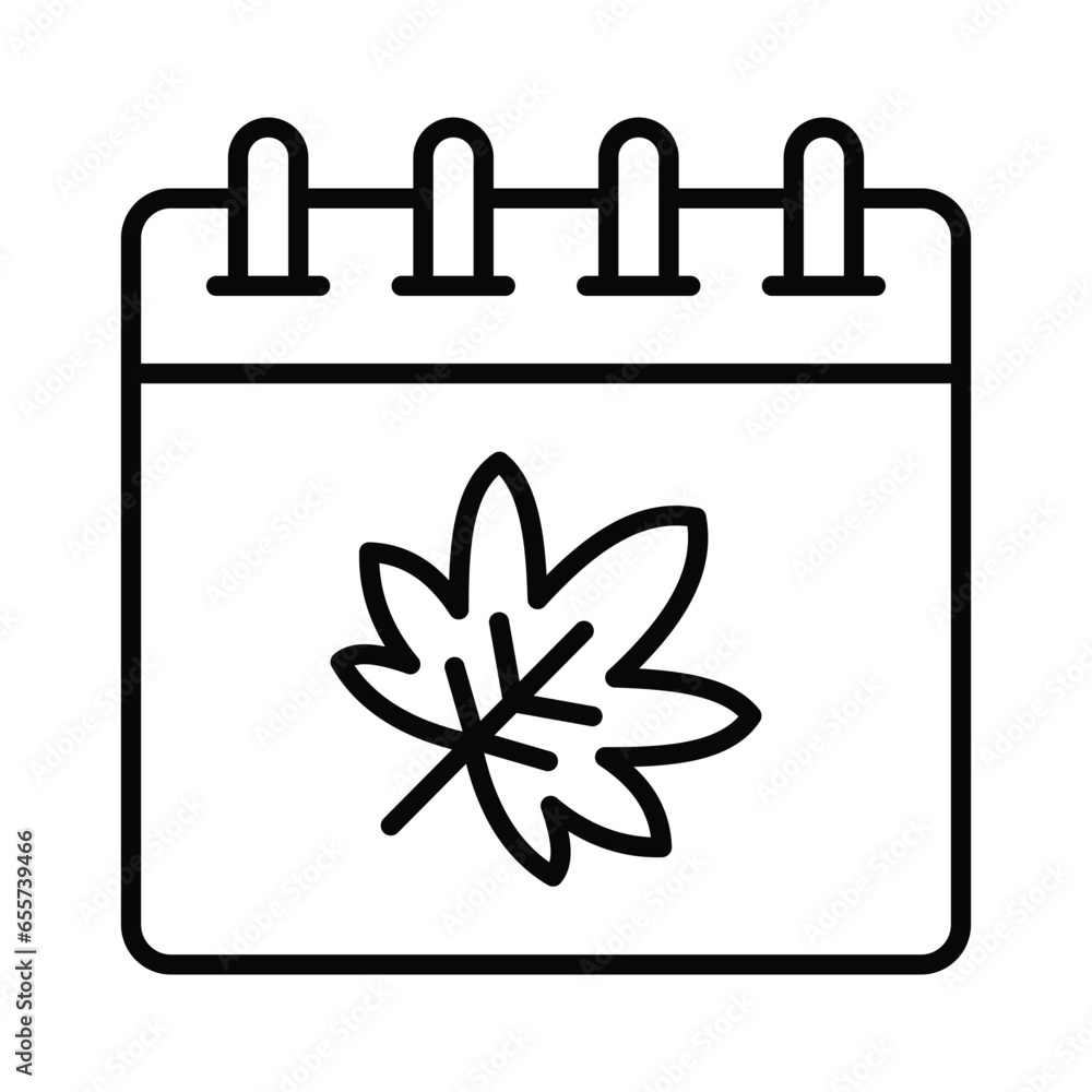 Maple leaf on calendar, autumn calendar vector design in modern style Maple leaf on calendar, autumn calendar vector design in modern style