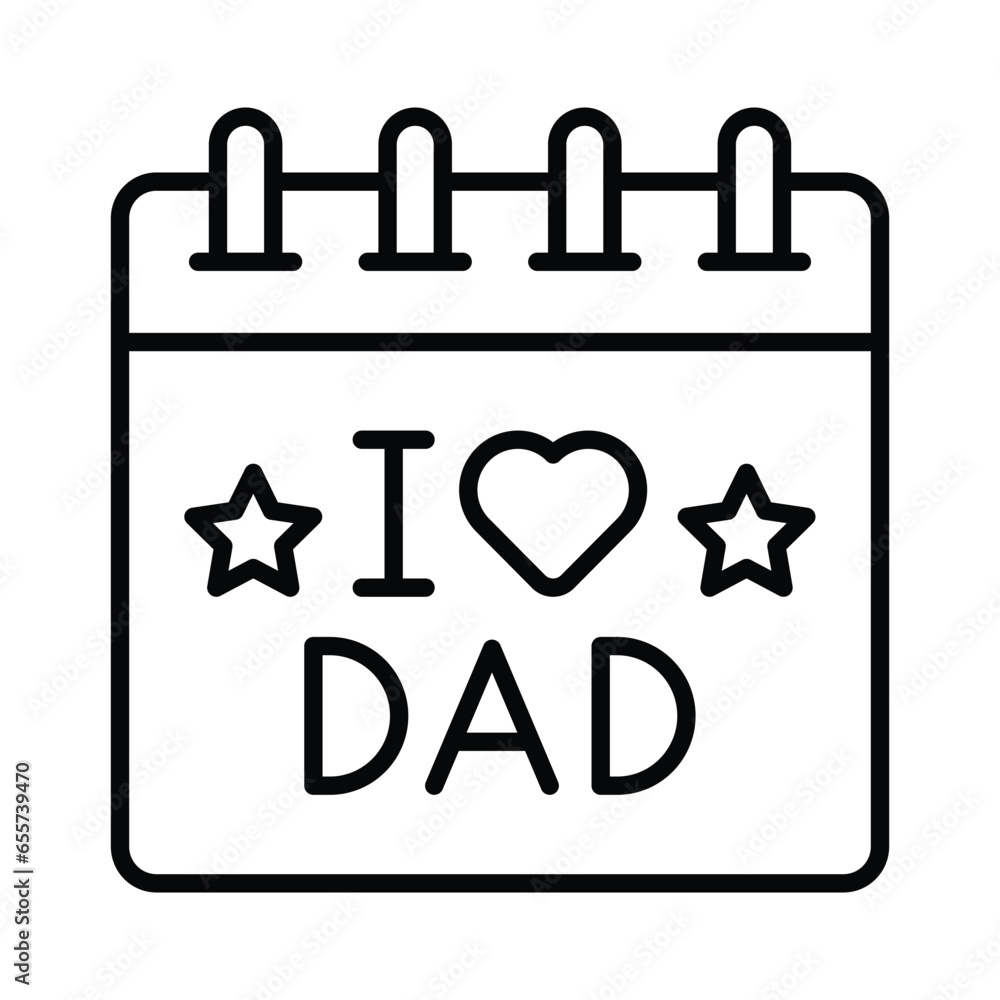 Fathers Day calendar vector design isolated on white background Fathers Day calendar vector design isolated on white background