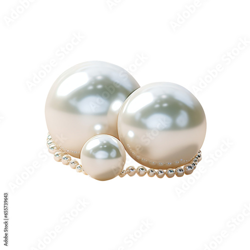 white two realistic pearl in a sea shell, Open oyster with white pearl isolated on transparent background., Pearl Shell Realistic Close Up, png file, clipping path,