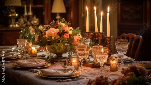 Capturing the Elegance  A Beautifully Set Dinner Table with Candles  Ready for New Year s Evening