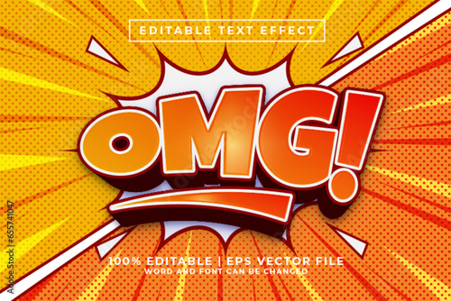 Omg 3d Editable Text Effect Comic Cartoon Style Premium Vector