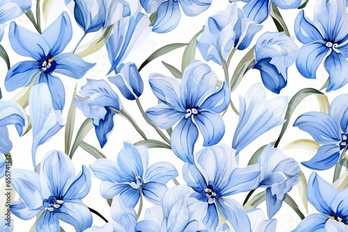 blue liles pattern, watercolor