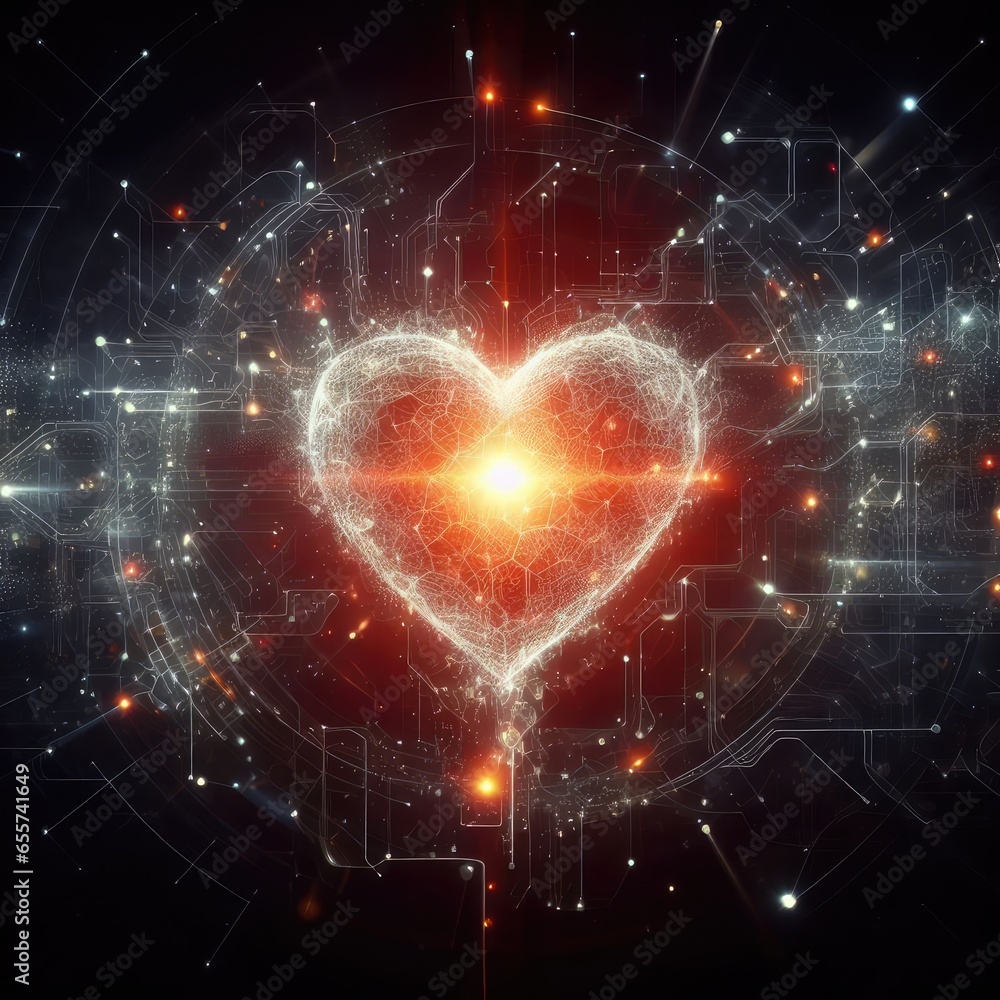 Obraz premium Futuristic AI Love's Tenderness, GENERATIVE AI